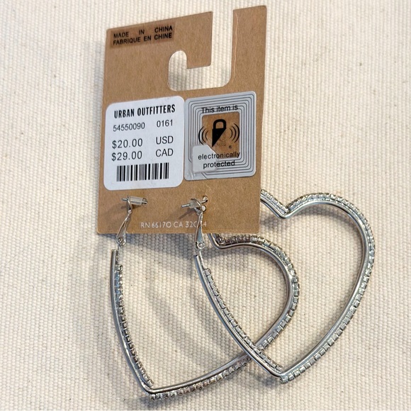 Urban Outfitters heart shaped cz hoop earrings - Picture 2 of 3